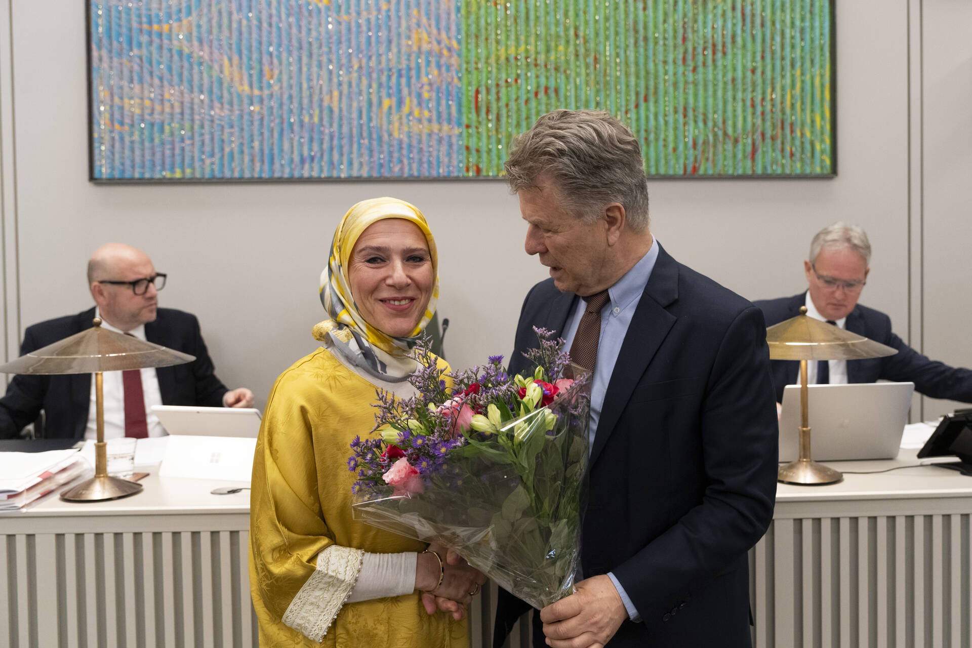 Senator Karaaslan (D66) sprak tijdens het debat haar maidenspeech uit